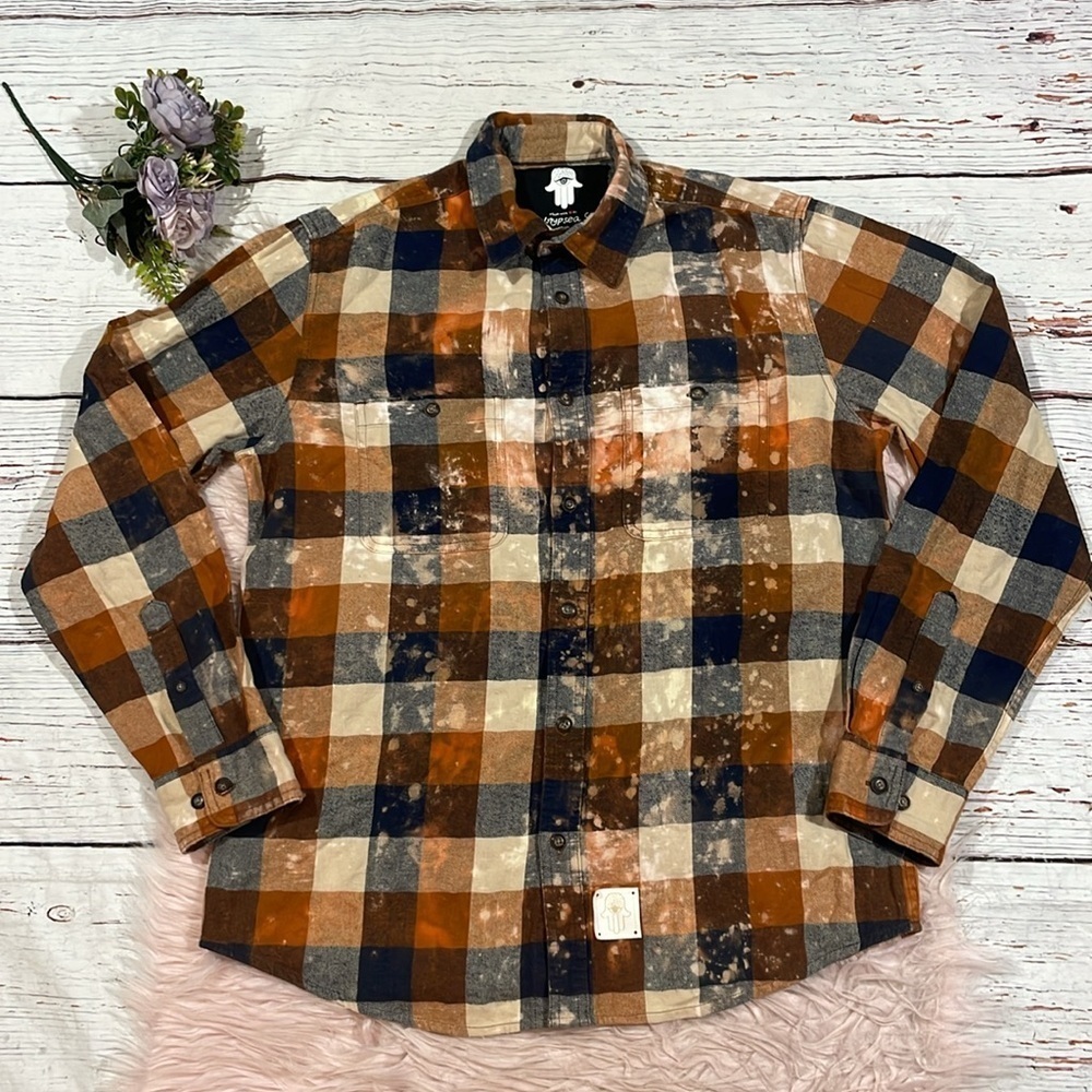 Two Gypsea Souls Peanuts Graphic Snoopy Tie Dye Flannel Button Down Top - Picture 3 of 10